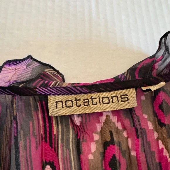 Y2k Fairycore Women's M Bohemian Print Sheer Ruffle Tie Long Sleeve Blouse Top‎ - Picture 2 of 9